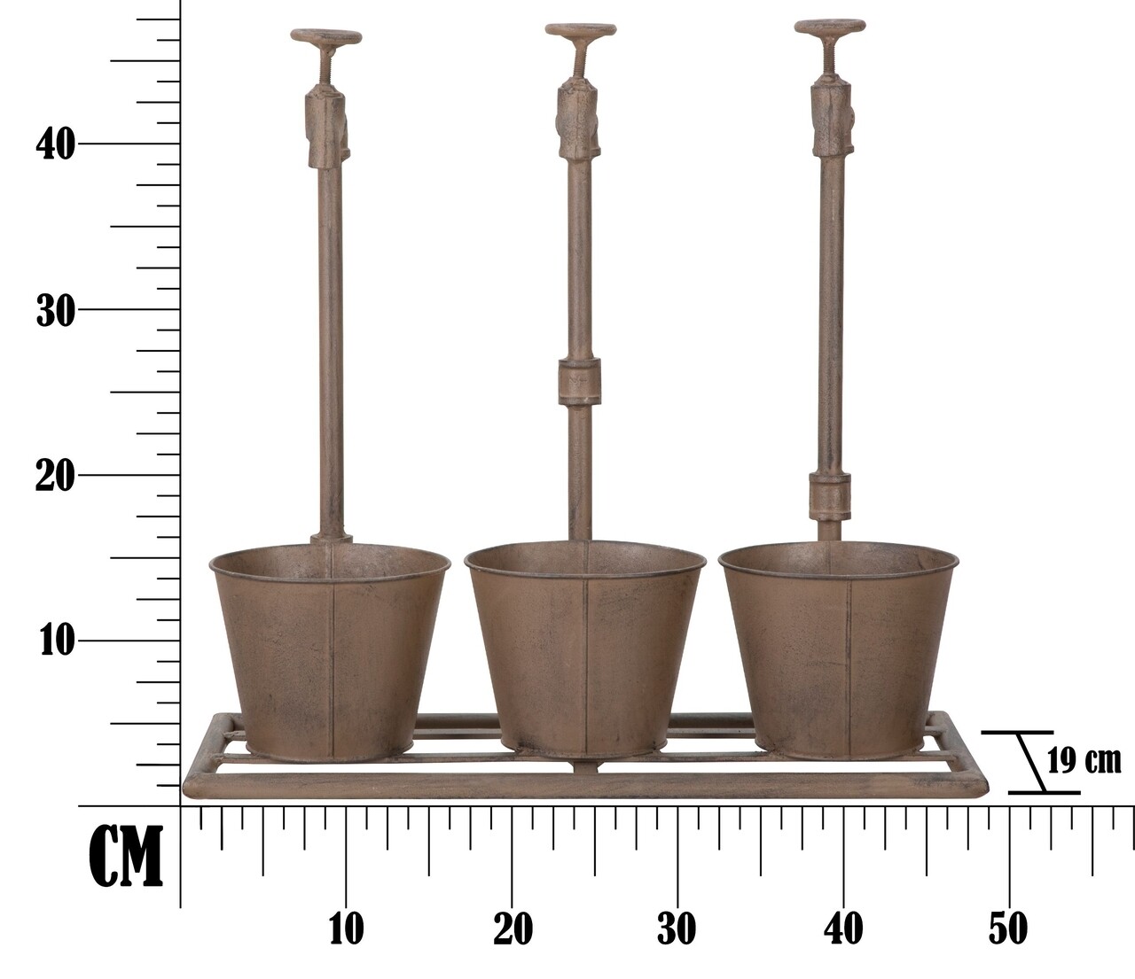 Virágcserép Industry Triple, Mauro Ferretti, 49 X 19 X 48 Cm, Vas, Barna