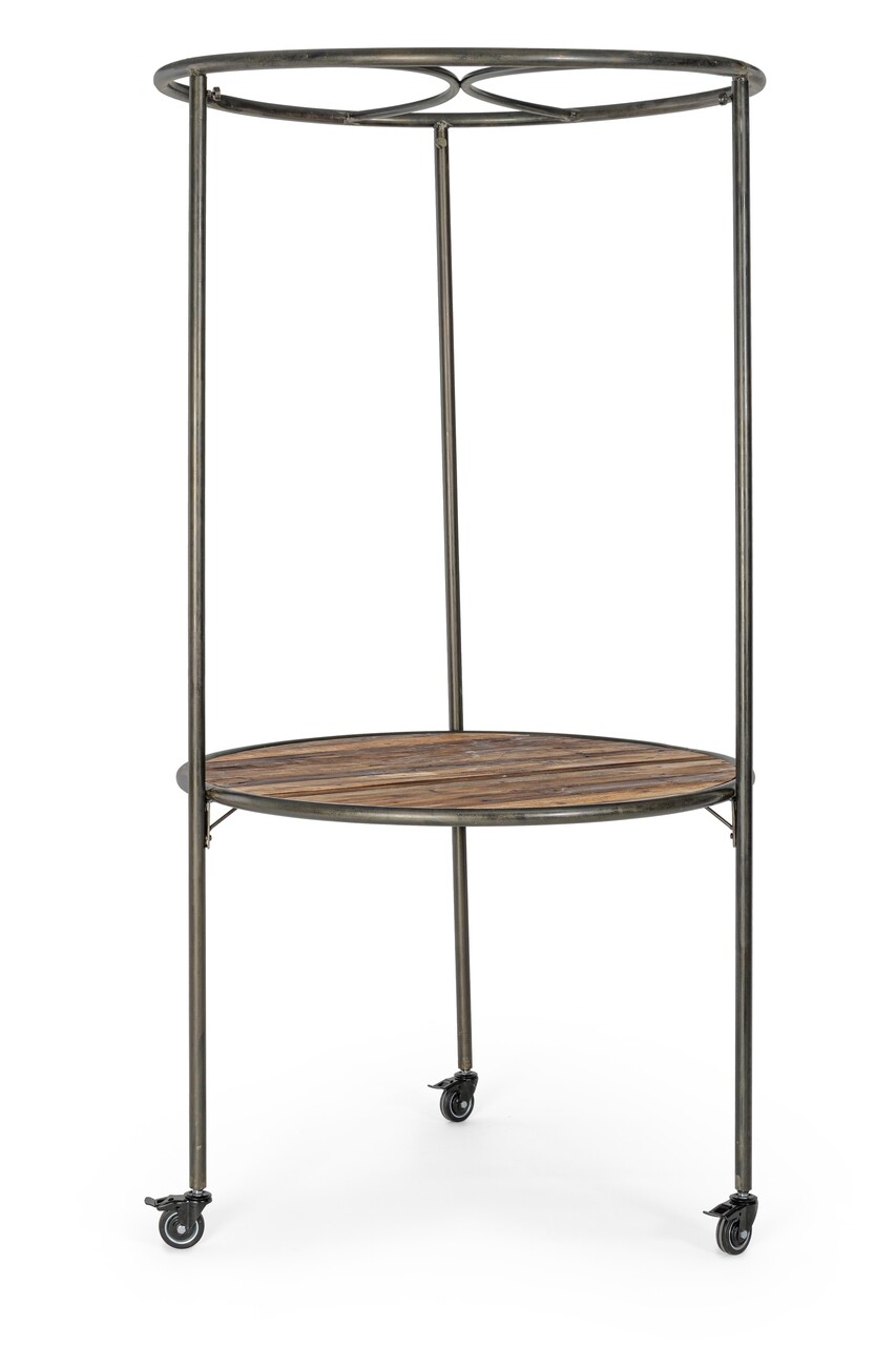 Exhibitor asztal, bizzotto, ø103 x 199 cm, kerekekkel, acél/fenyőfa
