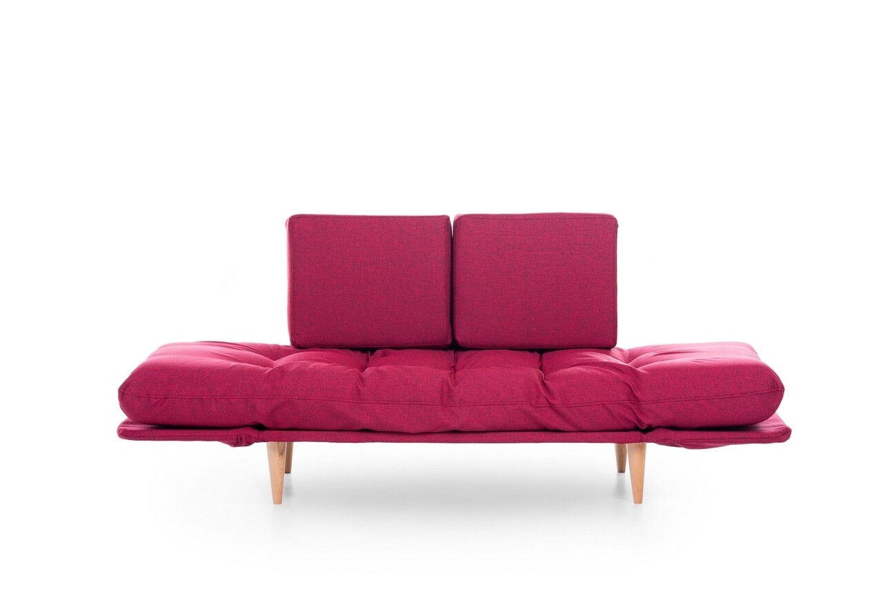 Nina Daybed Kihúzható Kanapé, Futon, 3 Személyes, 200x70 Cm, Fém, Sötétpiros