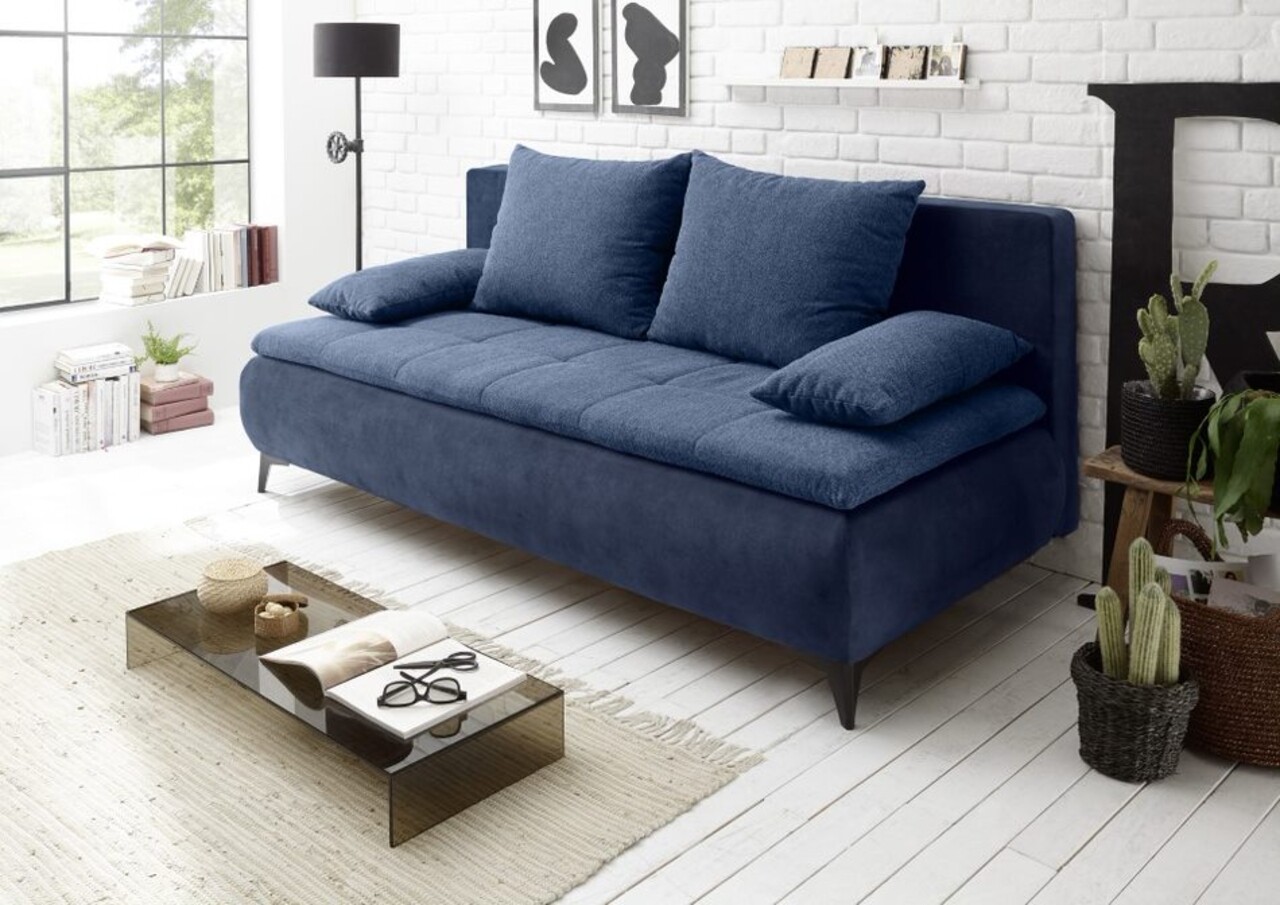 Kihúzható kanapé, Zoe Lux 3D, Salvador Brego 99, 202 x 94 x 104 cm, faforgácslap / fa / poliészter, kék