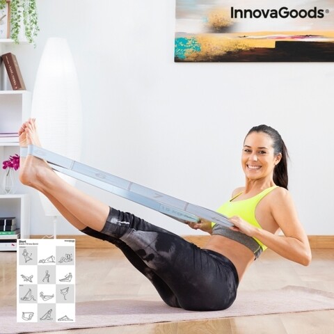 Stort InnovaGoods Elasztikus stretch fitnesz szalag gyakorlat útmutatóval