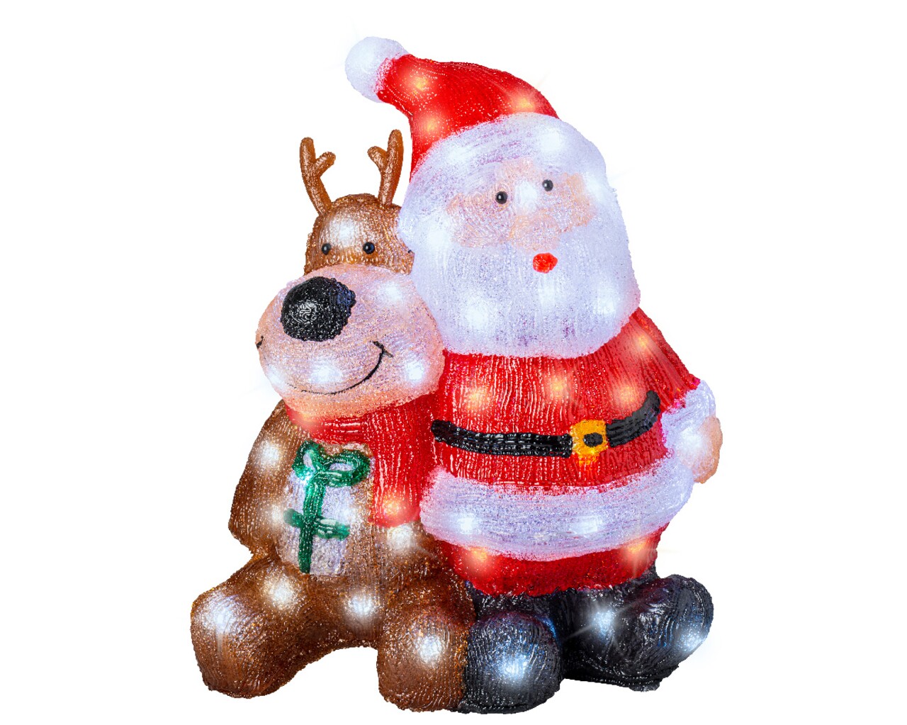Santa and reindeer fénydekoráció, lumineo, 34x18x40 cm, akril, színes