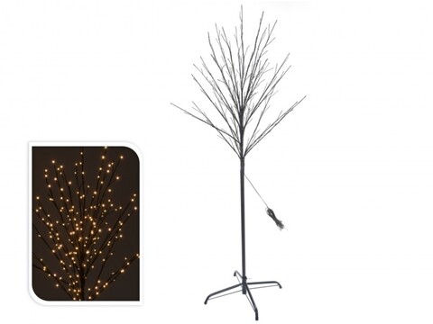 Xmas Fa fénydekorációval, 200 LED-el, 46x46x150 cm, fém, fekete