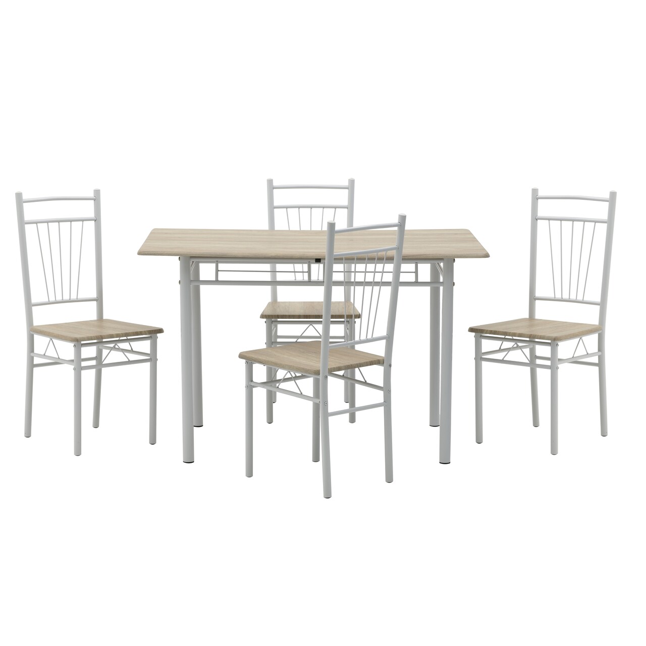 Inart étkező/konyhagarnitúra, asztal és 4 szék, 120x69x75 cm, nyír/vasfa