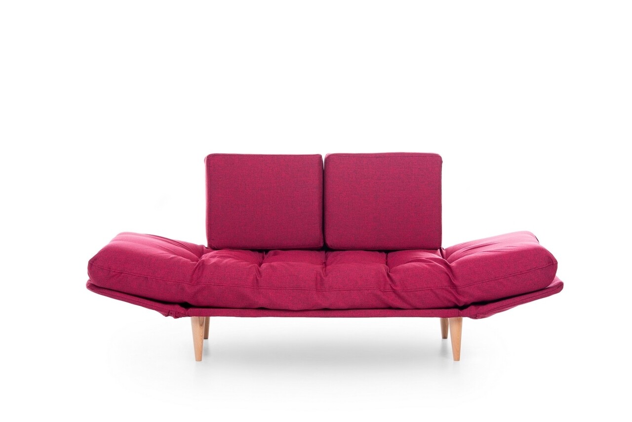 Nina Daybed Kihúzható Kanapé, Futon, 3 Személyes, 200x70 Cm, Fém, Sötétpiros