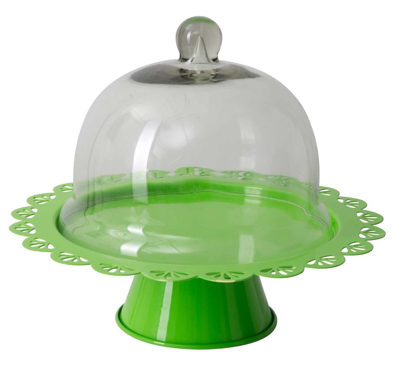 Fan Green Sütemény szervírozó tál, Mauro Ferretti, Ø27.5x22.5 cm, vas/üveg