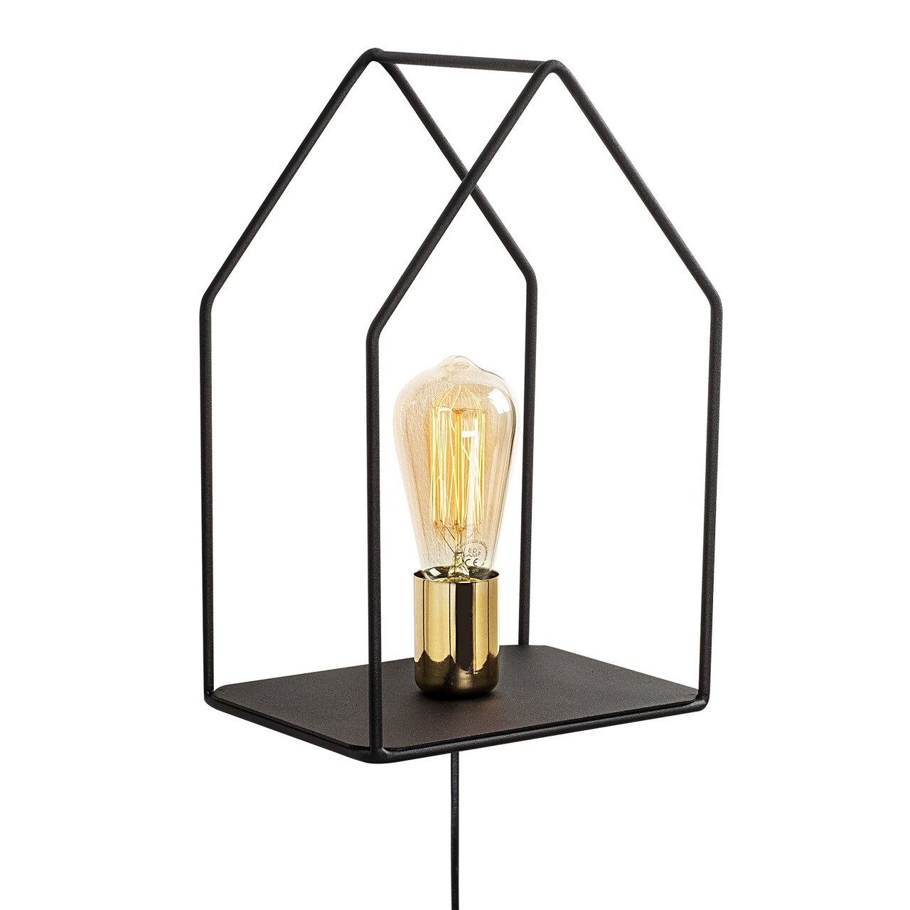 Opviq Ev Fali lámpa, 21x33 cm, E27, 100 W, fekete/aranyszín