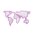 World Map Fali lámpa, Neon Graph, 66x38x2 cm, rózsaszín