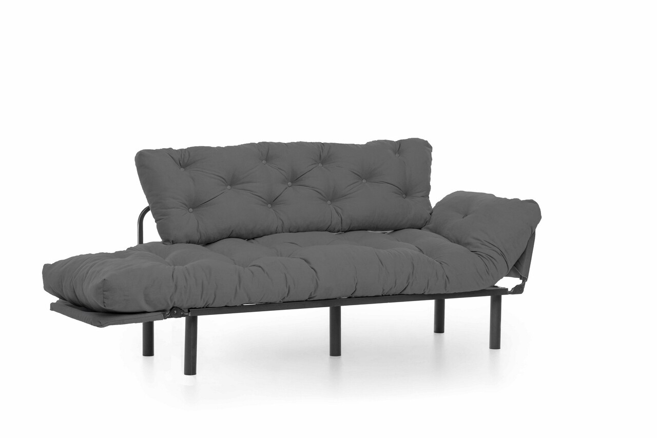 Kanapéágy  Nitta Triple, Futon, 3 ülőhely, 225x70 Cm, Fém, Szürke