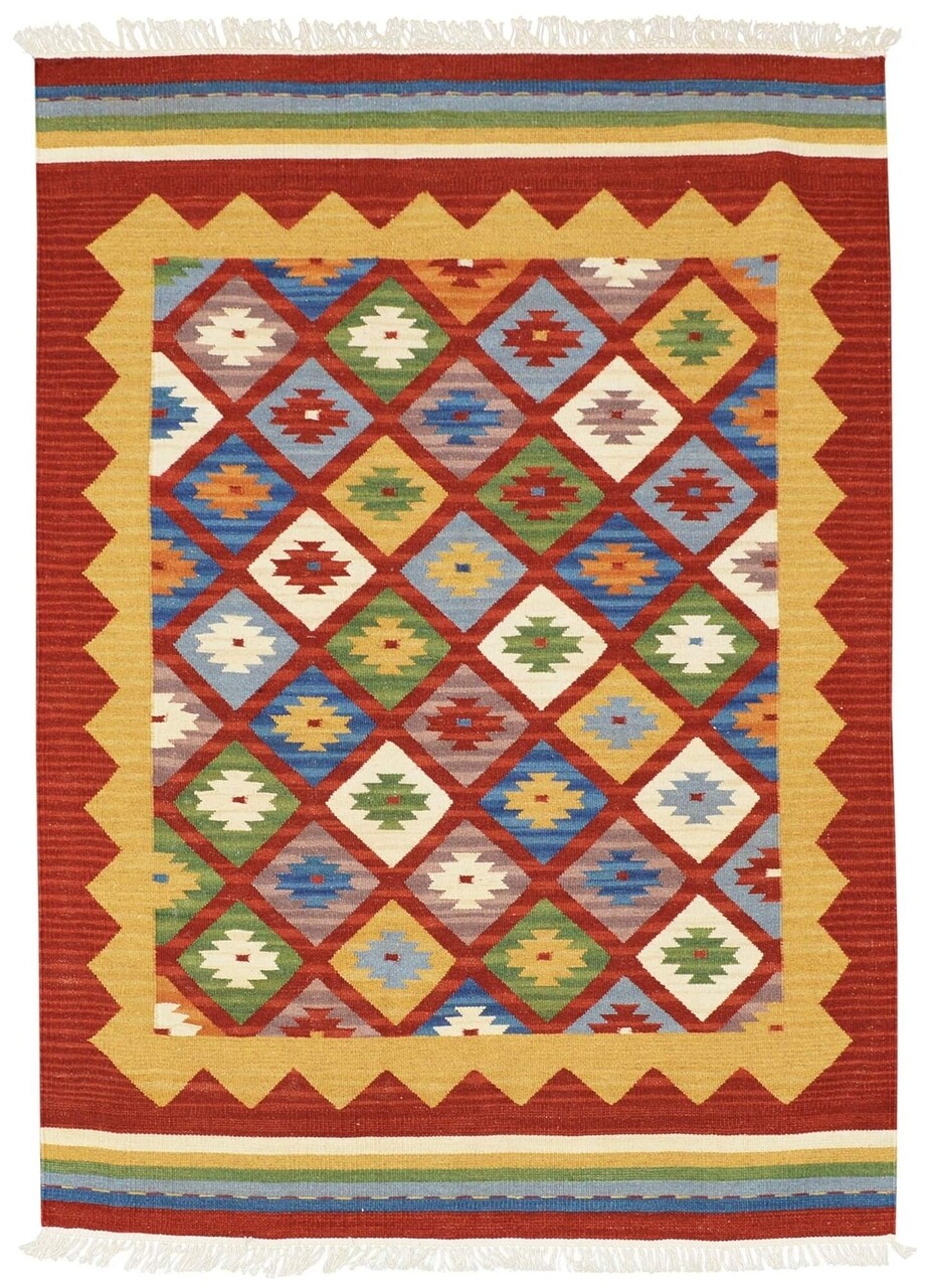 Kilim Szőnyeg, Kilim Classic K-14 Red, Baketo, 100% új-zélandi Gyapjú, Kézzel Készített, 75x125 Cm