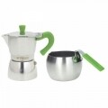 Grancucina, Tognana kávéfőző és tejforraló készlet, alumínium, ezüst/zöld