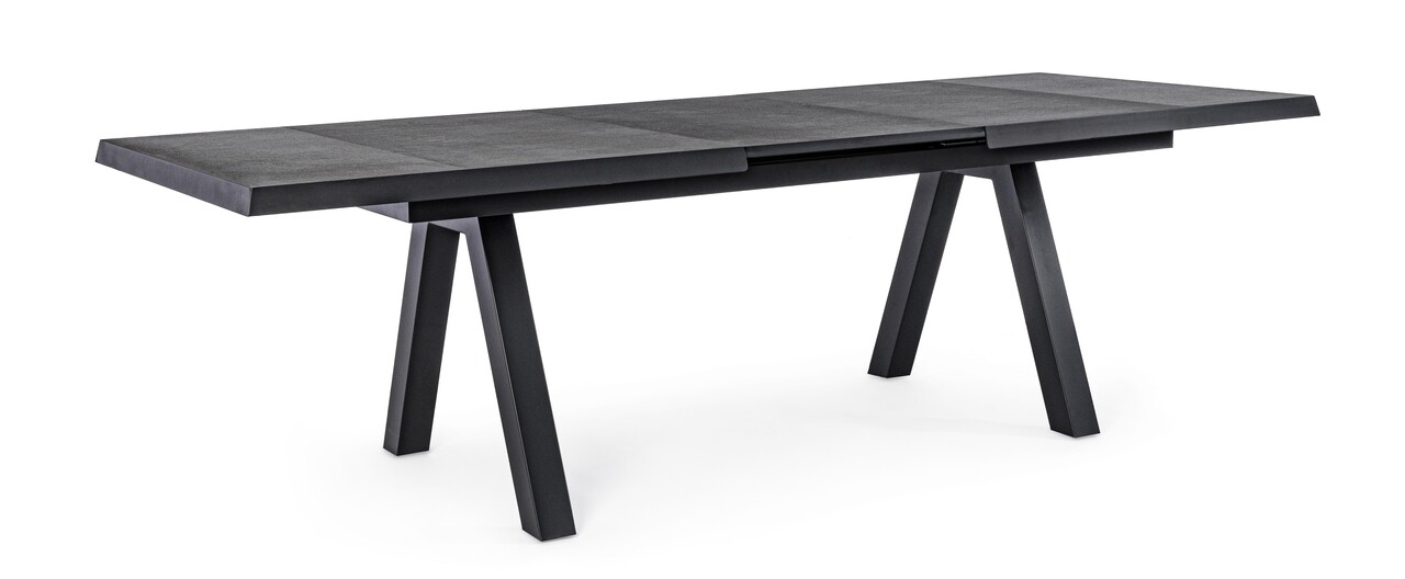 Krion kihúzható kerti asztal, bizzotto, 205-265 x 103 x 78 cm, alumínium/kerámia, szénszín