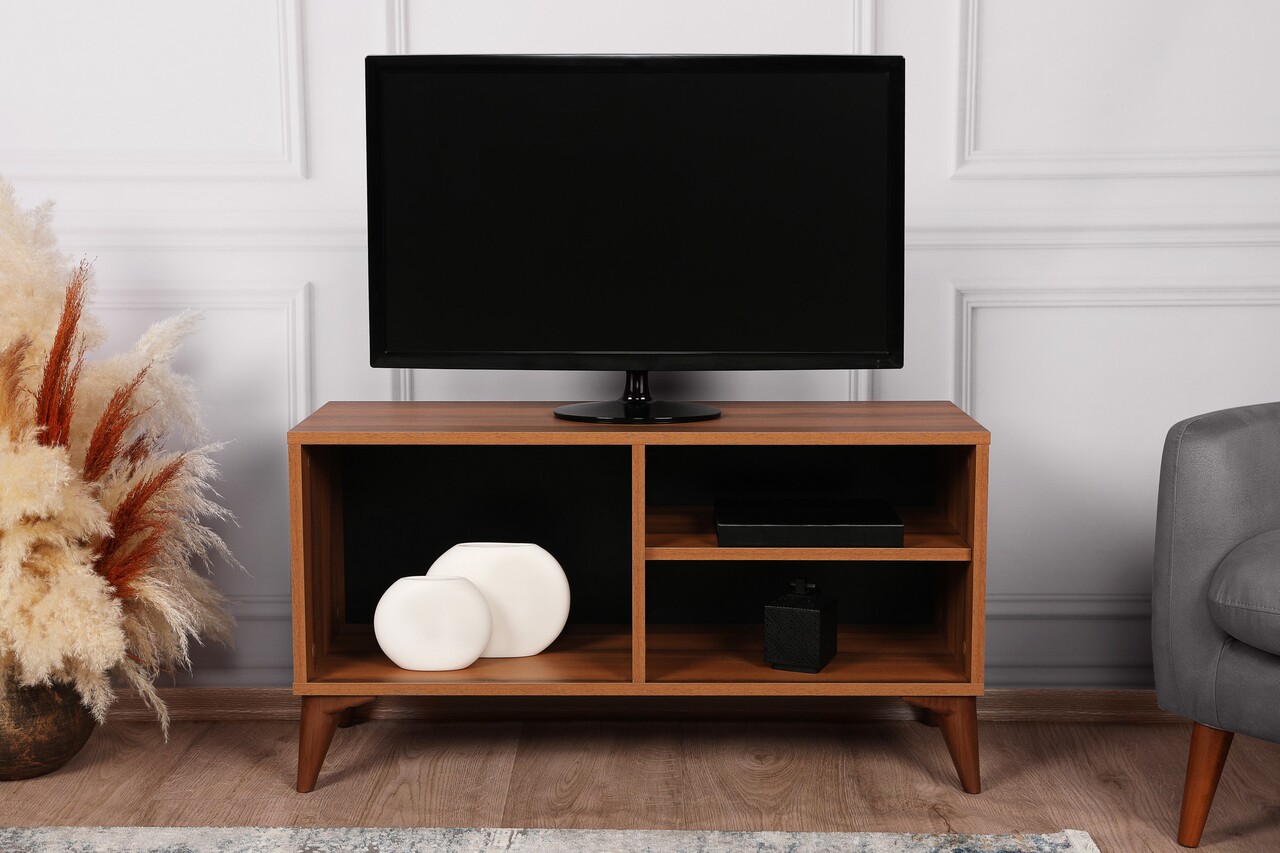 Zisino Walnut TV Komód, Kalune Design, 100x35x54 cm, barna