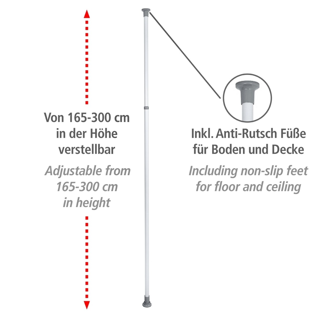 Kihúzható Szár, Weenko, Hercules, 165-300 Cm, Rozsdamentes Acél / Műanyag / Polipropilén