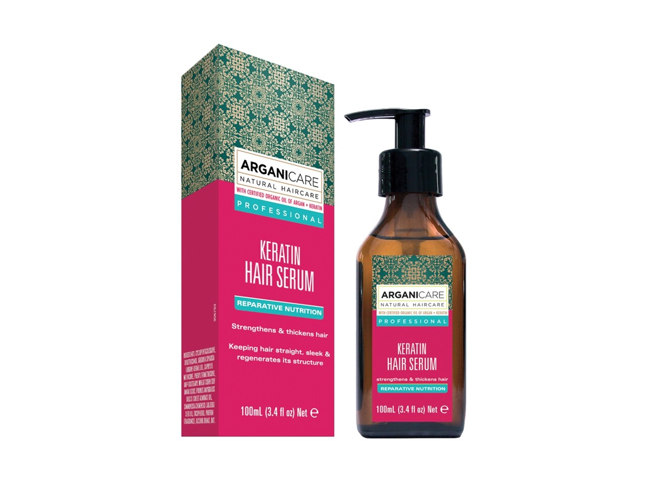 Szérum Száraz és Sérült Hajra Keratin, Arganicare, 100 Ml