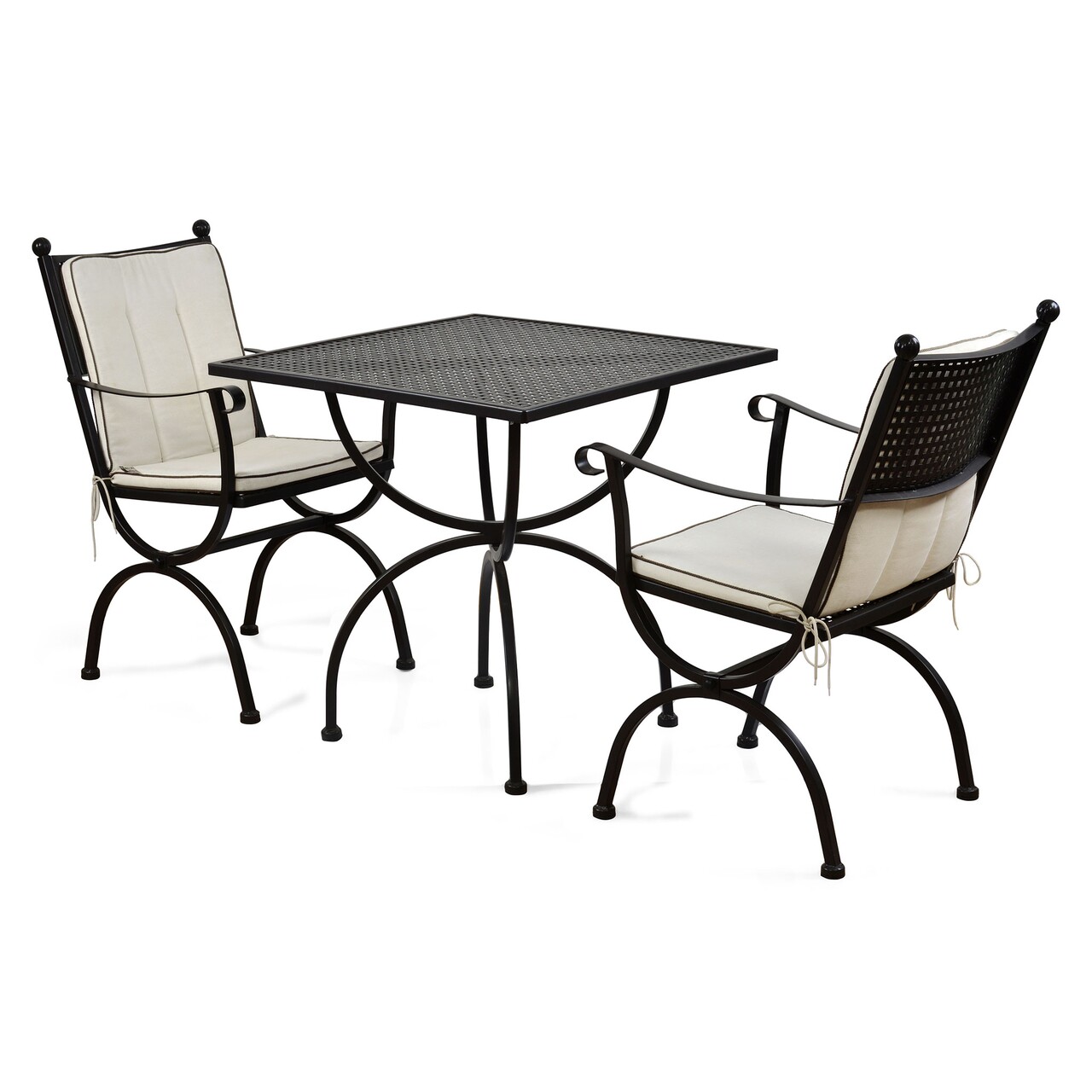 Maison romeo 2 db szék és asztal, vas, fekete/fehér