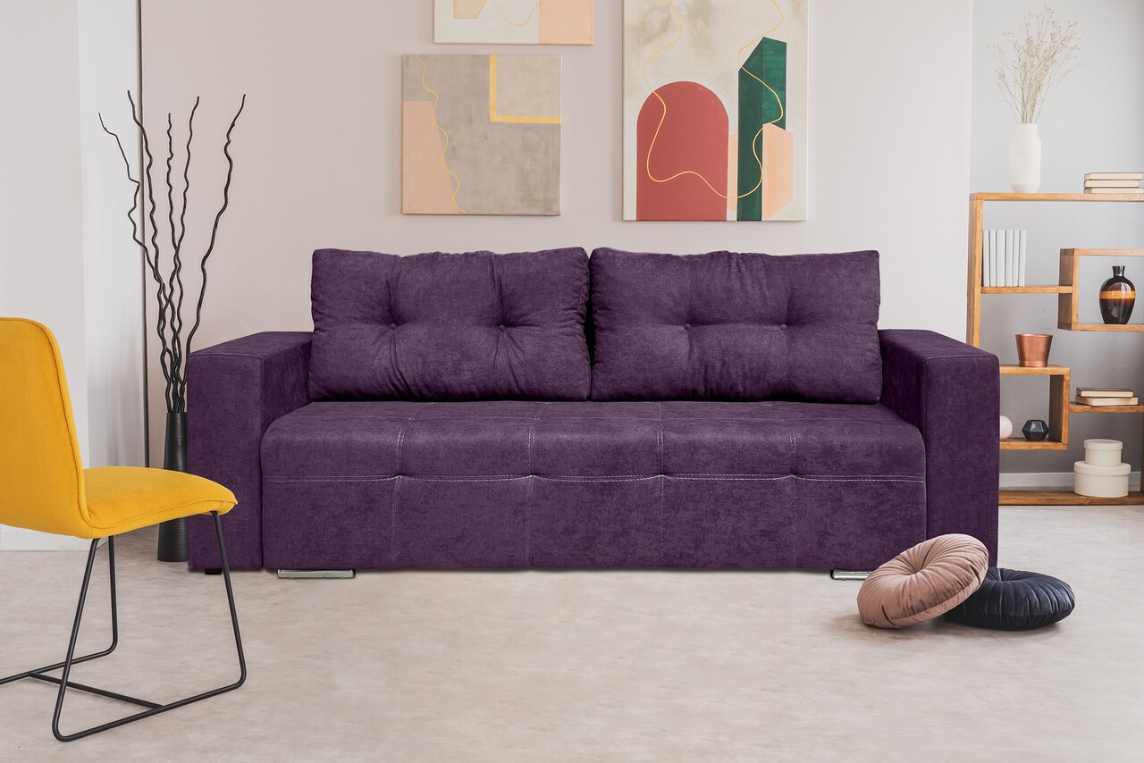 Bedora venice kihúzhatós kanapé 238x96x80 cm, tárolóládával, lila