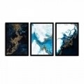 3 db dekoratív festmény készlet, Alpha Wall, Water Shapes, 36x51 cm