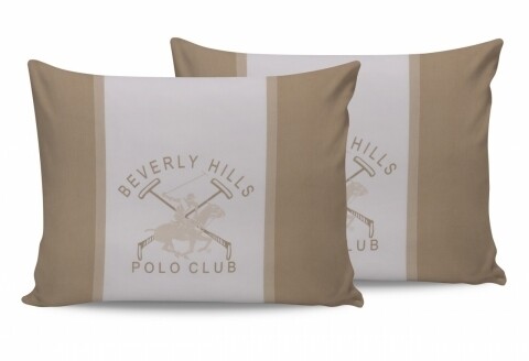 2 db 50x70 párnahuzat, 100% pamut, Beverly Hills Polo Club, BHPC 024 - krém, fehér / krém