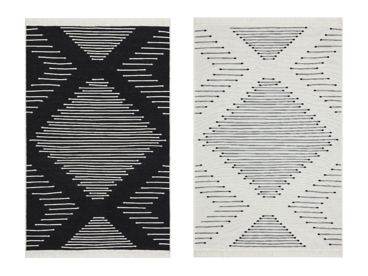 Bakero kilim szőnyeg 2 oldallal, arya 15 black, baketo, 100% újrahasznosított pamut, 160x230 cm