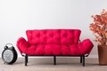 Nitta Triple Kihúzható kanapé, Futon, 3 személyes, 225x70 cm, fém, ciklámen