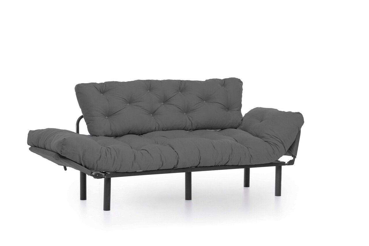 Kanapéágy  Nitta Triple, Futon, 3 ülőhely, 225x70 Cm, Fém, Szürke