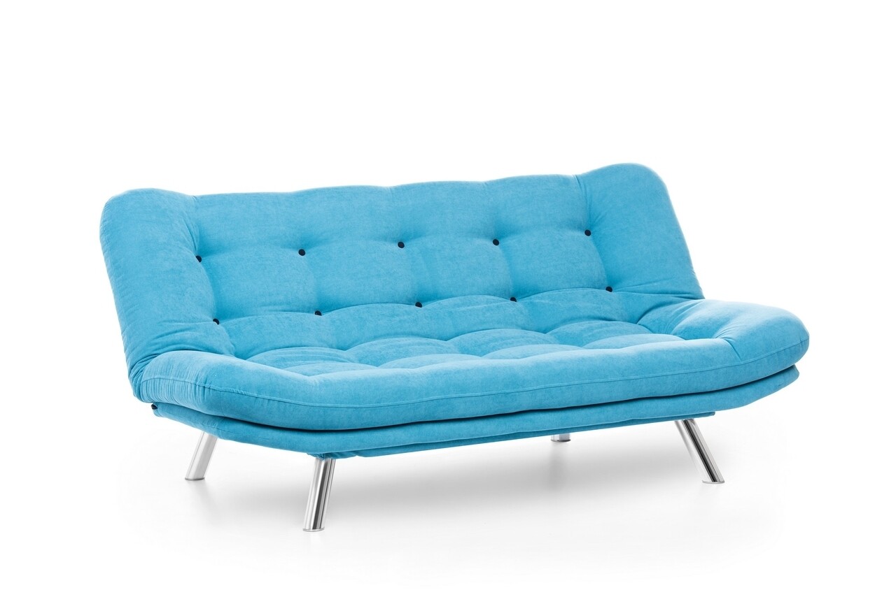 Misa Sofabed Kihúzható Kanapé, Futon, 3 Személyes, 198x128 Cm, Fém, Türkiz