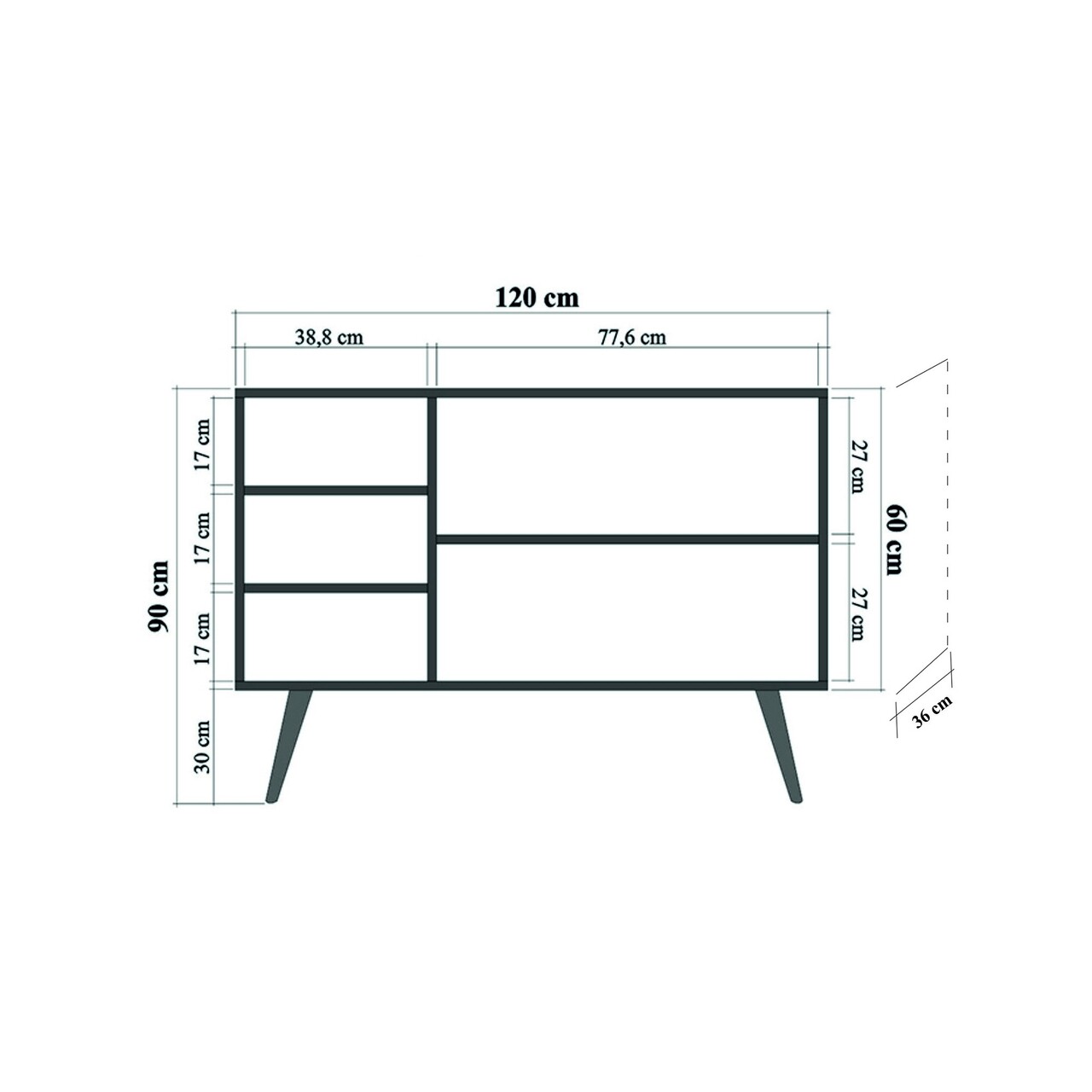 Comoda Mega 121, Vella, 120x36x94 Cm, Multicolor