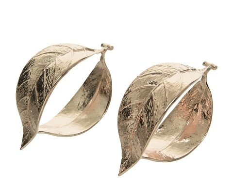 2 db gyűrű Leaf szalvétához, Decoris, 4x3 cm, arany