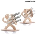 Spartan InnovaGoods Késkészlet fa tartóval, 7 darabos, rozsdamentes acél/fa