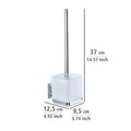 Öntapadó támogatással WC kefe, Wenko, Quadro Vacuum-Loc®, 9,5 x 37 x 12,5 cm, rozsdamentes acél/műanyag