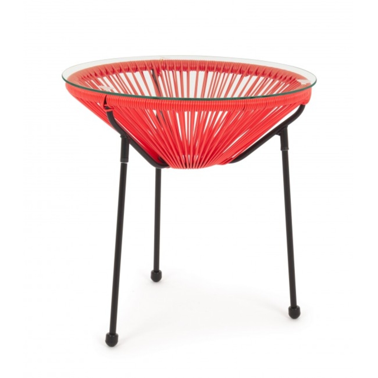 Parker kerti dohányzóasztal, Bizzotto, 50x50 cm, acél/edzett üveg, piros
