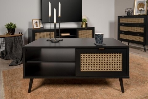 Dohányzóasztal, Finori, Bécs 55A, 100 x 46 x 60 cm, PAL / MDF, fekete / természetes
