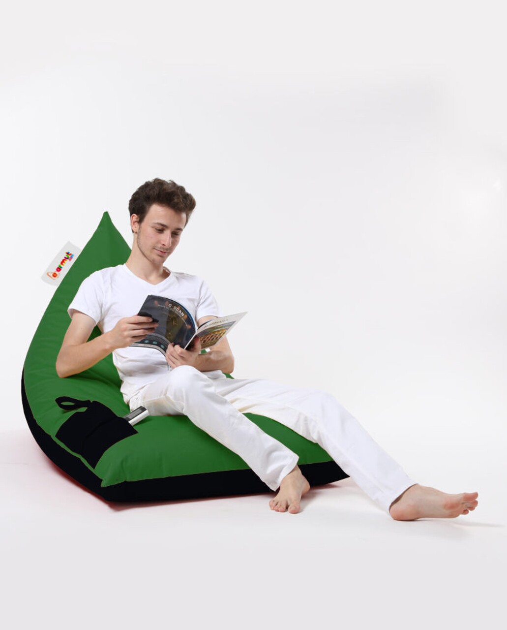 Bean Bag Ferndale Babzsák, Pyramid Double Color, 145 Cm, Vízhatlan Poliészter, Zöld/fekete