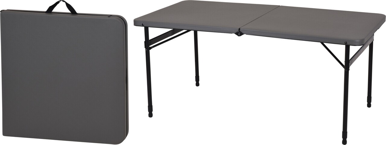 Összecsukható terasz/kerti asztal , 122x61x53.7 cm, fém, szürke