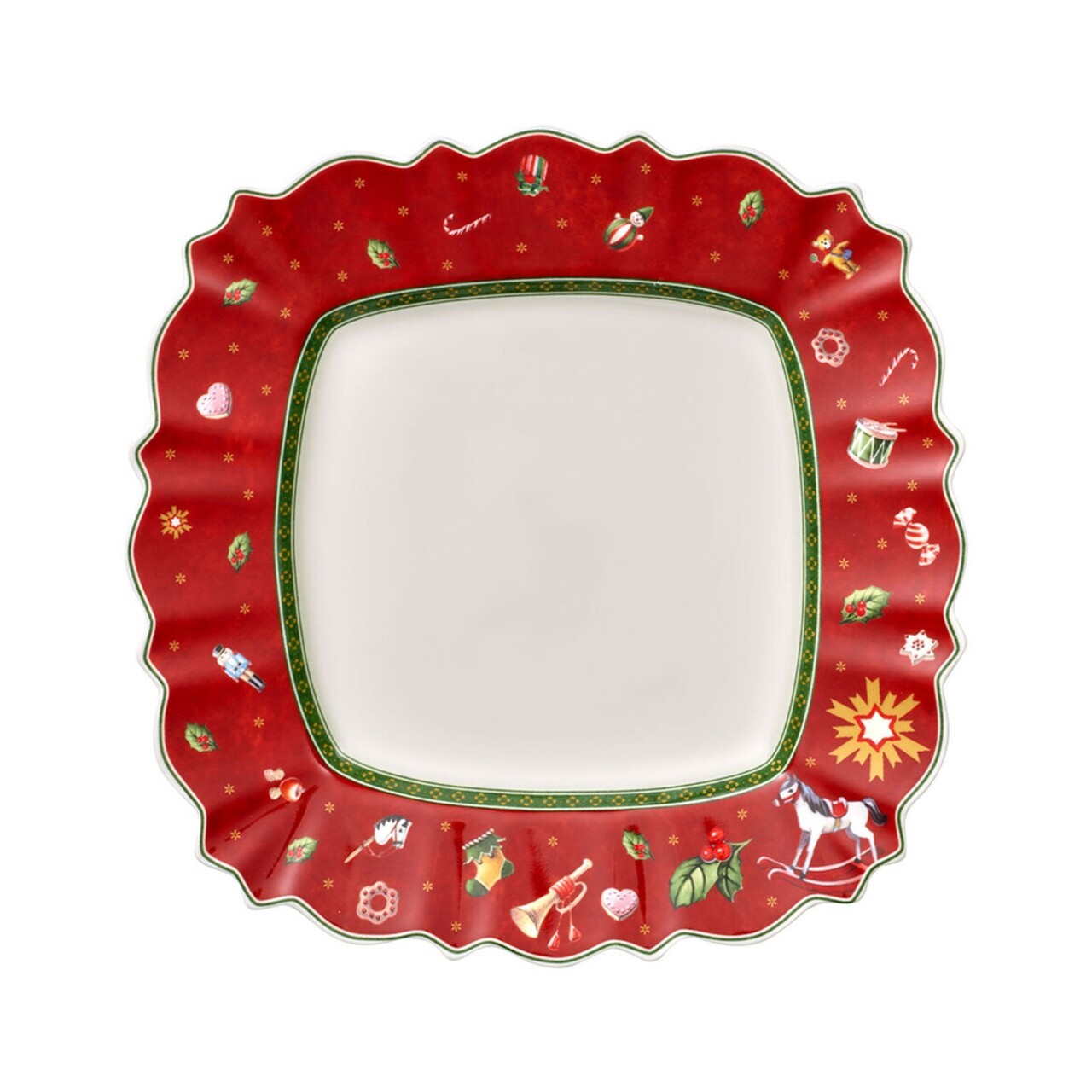 Piros porcelán tányér karácsonyi motívummal, 28 x 28 cm - Villeroy & Boch