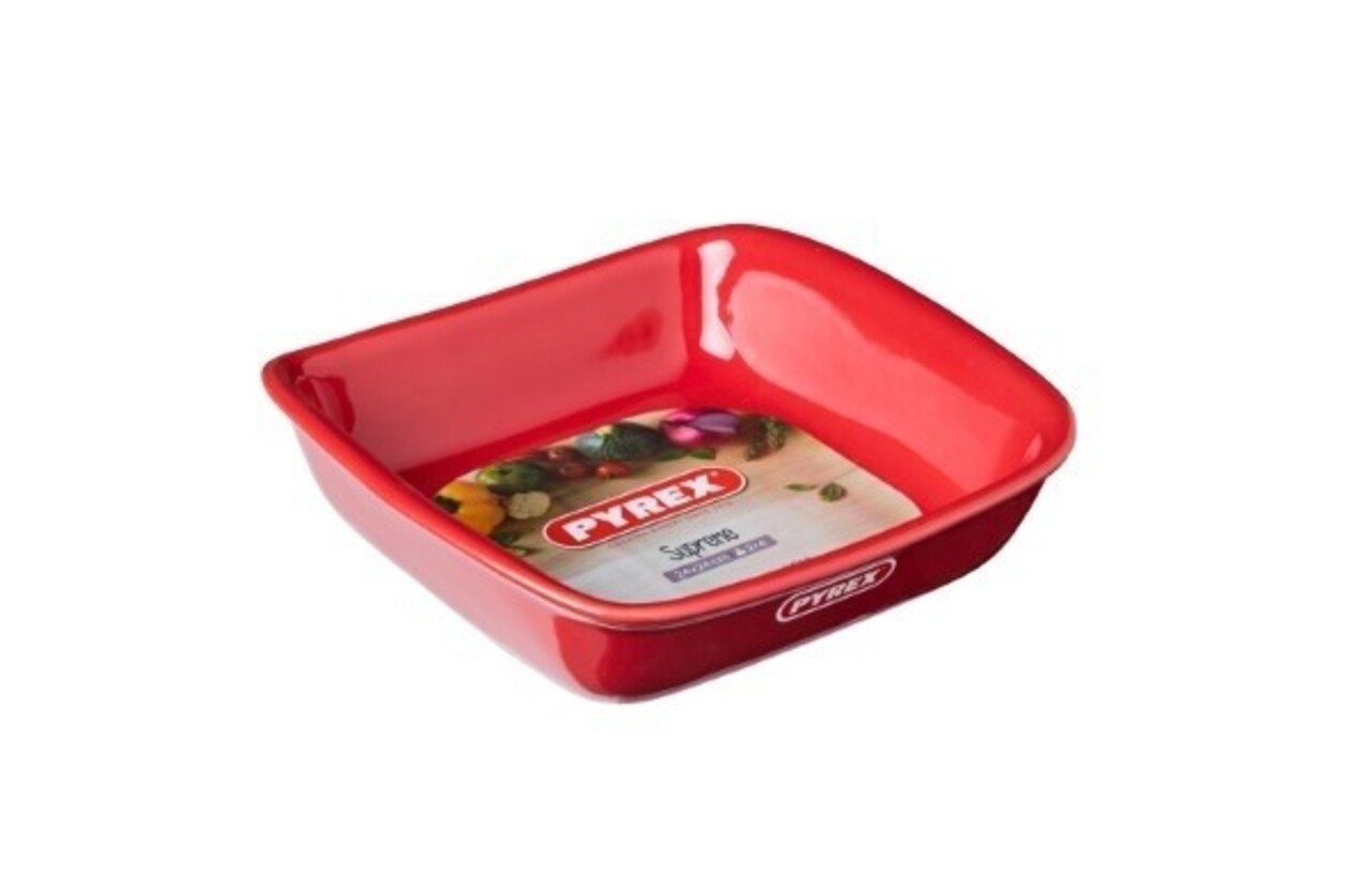 Vas Patrat, Pyrex, Supreme Color Red, 24 X 24 Cm, Ceramica, Rosu