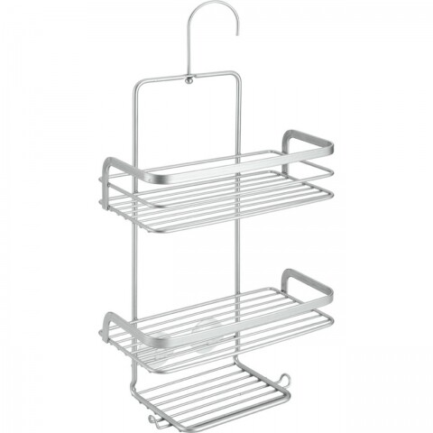 Viva fürdőszobai polc, Metaltex, 23x12x38 cm, fém / Polytherm huzat, ezüst
