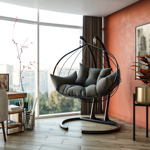 Hanedan Terasz/kerti hinta, Kalune Design, 150x124x189 cm, antracit szürke/fekete