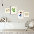 Set 4 tablouri decorative, Alpha Wall, Hello Little One, 100% MDF, multicolor