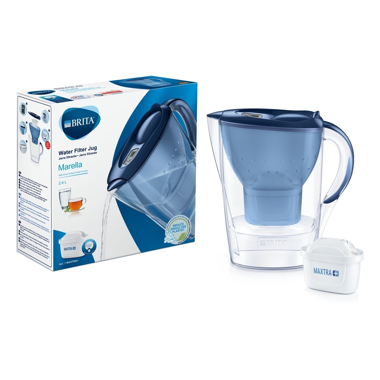 Brita Szűrőpohár, Marella XL MAXTRA +, Műanyag, 2.4 L, Kék