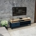 LINA TV szekrény, Gauge Concept, 150x35x54,6 cm, PAL, tölgy / kék