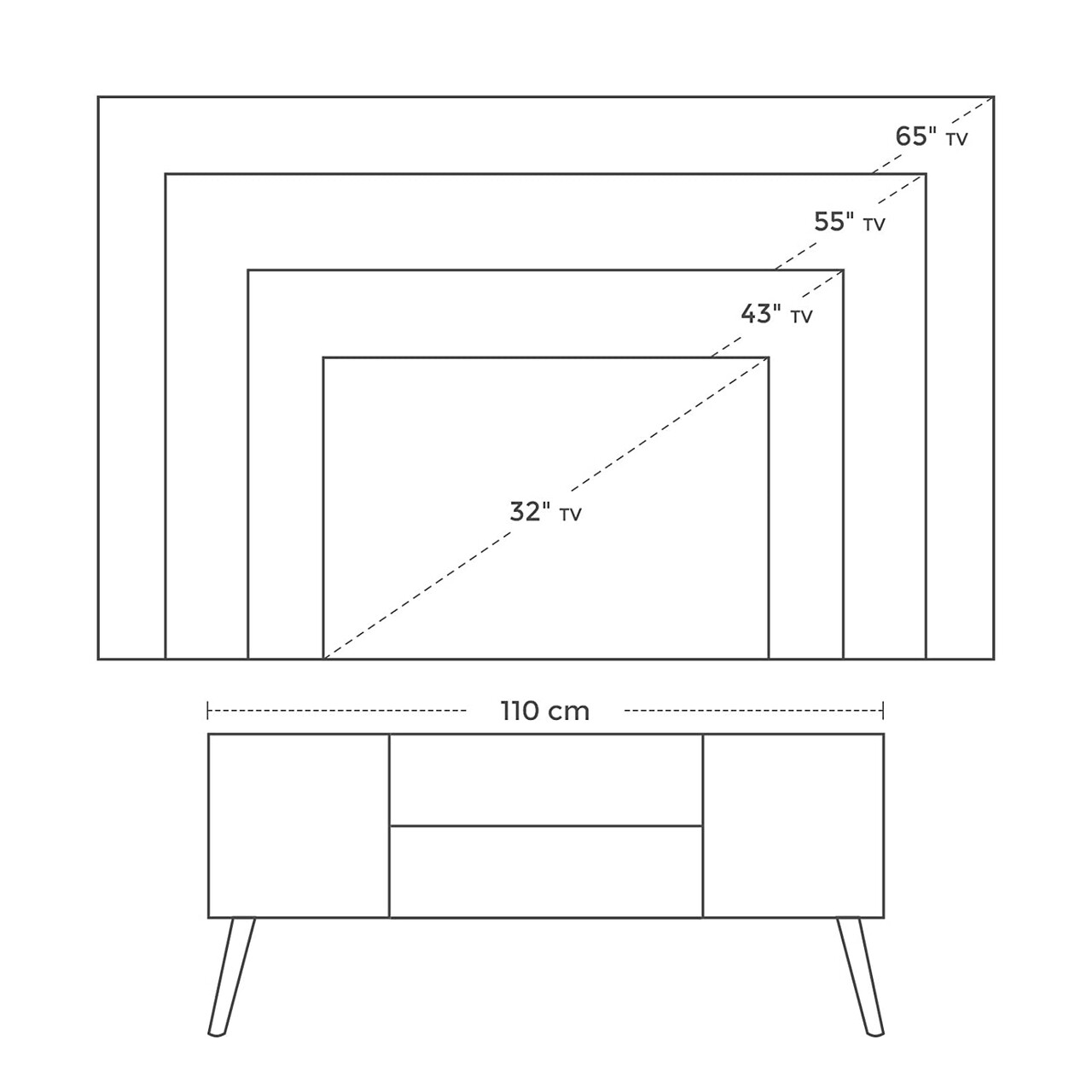 TV Komód 2 Ajtóval , Vasagle, 110 X 40 X 49.5 Cm, PAL/gumifa, Rusztikus Barna