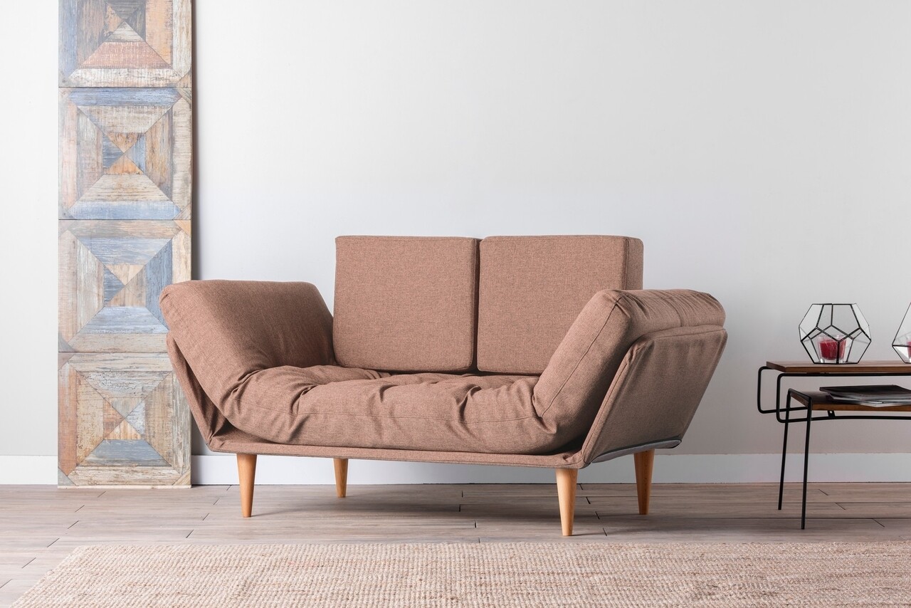 Nina Daybed Kihúzható Kanapé, Futon, 3 Személyes, 200x70 Cm, Fém, Világosbarna