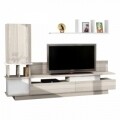 Comoda TV cu biblioteca si raft, Wooden Art, Como White Cordoba, 149x171.1x31.5 cm