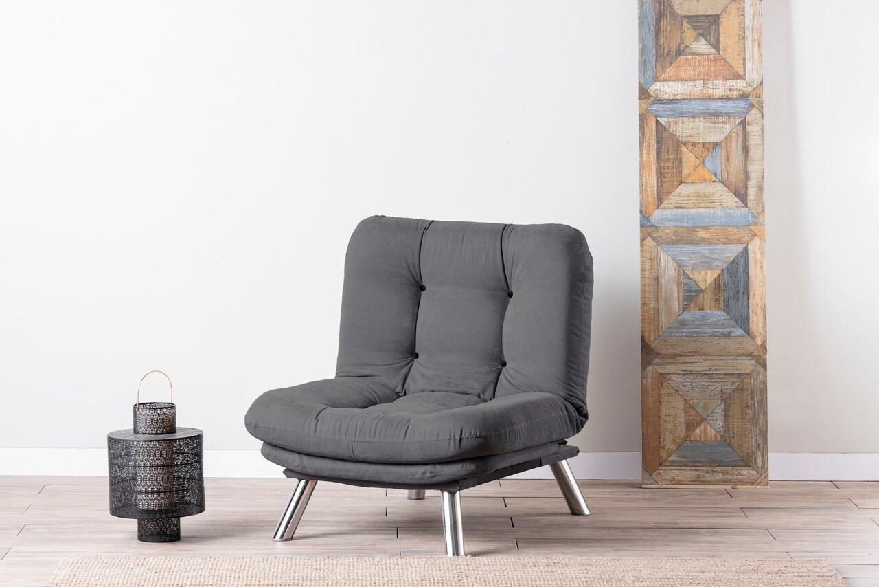 Misa solo kihúzható kanapé, futon, 135x88 cm, fém, szürke