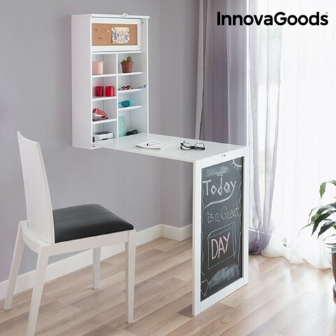 InnovaGoods Összecsukható fali íróasztal, 50x155x90 cm, fa/vinilin/parafa