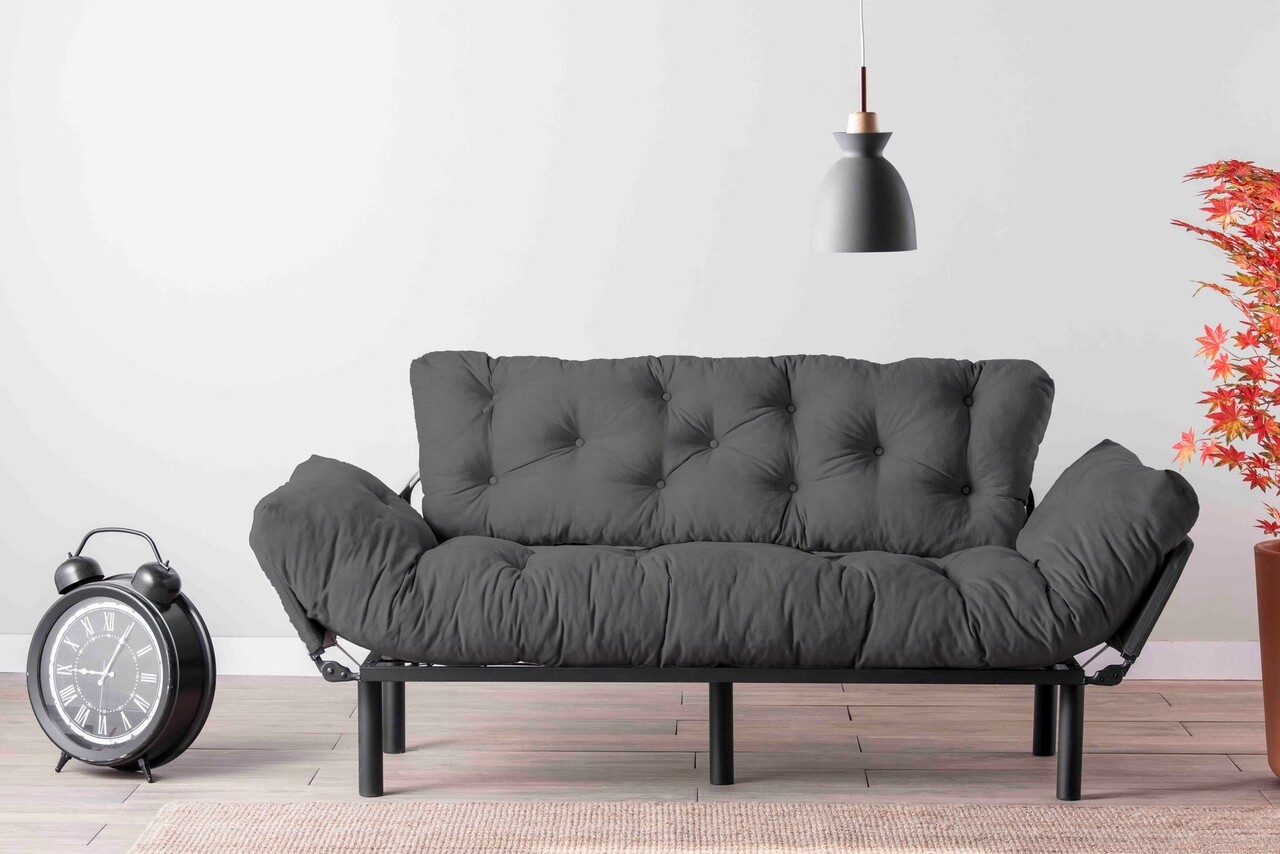 Kanapéágy  nitta triple, futon, 3 ülőhely, 225x70 cm, fém, szürke