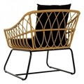 DKD Home Kerti/terasz fotel, 76 x 58 x 80 cm, fém/rotáng, fekete/bézs