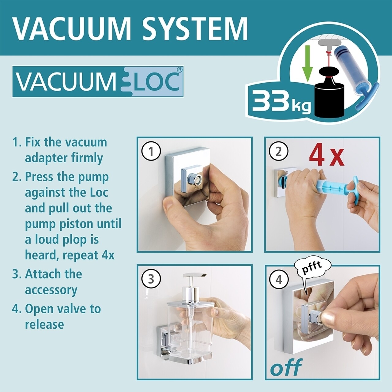 WC-papír Tartó, Wenko, Quadro Vacuum-Loc®, 14 X 6 X 11 Cm, Rozsdamentes Acél / Műanyag